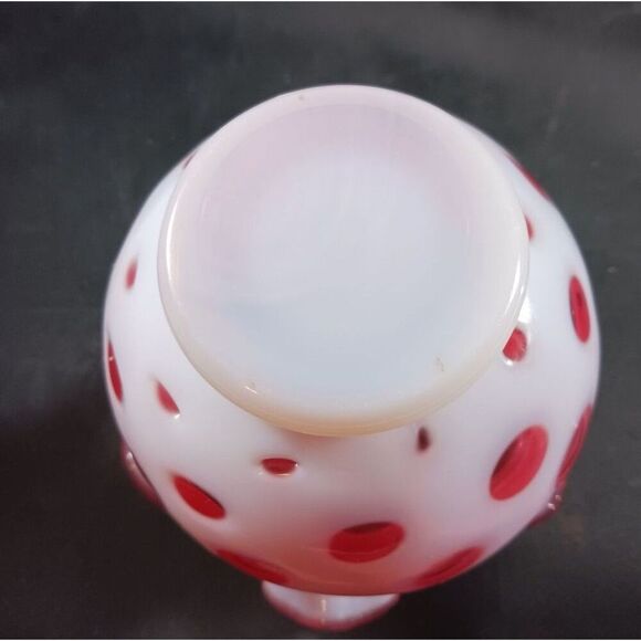 Fenton Cranberry Coin Dot Ruffled Rose Bowl - Picture 7 of 10